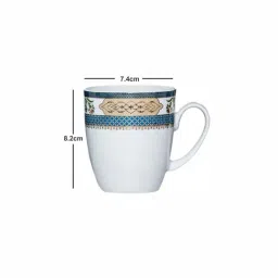 SONAKI White & Blue Bone China Tea Coffee Mug With Gold Printing - Set of 6 image 3