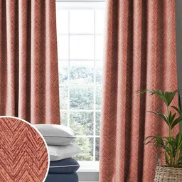 CASABLEU Rust 2 Pieces Self Design Black Out Long Door Curtains-picture-22