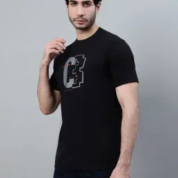 Cantabil Black Poly Cotton Regular fit Graphic T-Shirt image 3