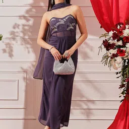 indo street Women Embroidered Maxi Ethnic Dress With Dupatta image 2