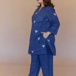 The Indian Ethnic Co Blue Cotton Straight Fit Printed Top image 3