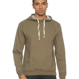 Campus Sutra Olive Hooded Sweatshirt image 1