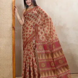 SHANVIKA Brown Pure Cotton Printed Saare image 4