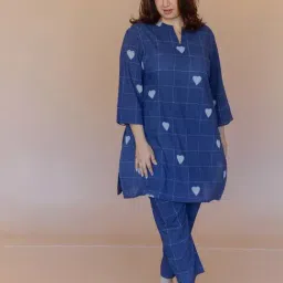 The Indian Ethnic Co Blue Cotton Straight Fit Printed Top image 4
