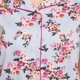 Clovia Grey Floral Print Pajama Set (Pack of 2) image 5