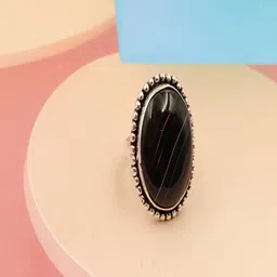Shrim jewels German Silver Onyx Studded Oval Shaped Finger Ring-picture-22