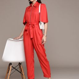 Label Ritu Kumar Tencel Waist Tie-Ups Basic Jumpsuit-picture-24