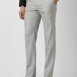 Van Heusen Men Textured Slim Fit Mid-Rise Formal Trousers image 5