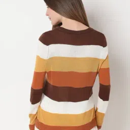 Vero Moda Brown Striped Full Sleeves Sweater image 2