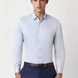 Peter England Blue Cotton Regular Fit Shirt-picture-25