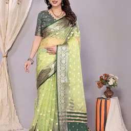 BerMondsey Ethnic Motifs Woven Design Zari Banarasi Saree-picture-18