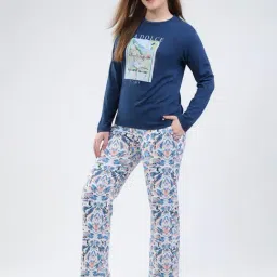 MONTE CARLO Blue Printed Top & Pyjama Set image 4
