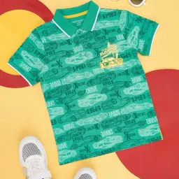 Pantaloons Junior Holly Green Cotton Printed Polo T-Shirt-picture-30