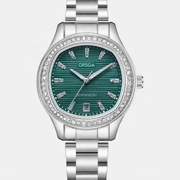 ORSGA Women Dial & Stainless Steel Bracelet Style Straps Analogue Watch 9963L-OPALINE-SILVER-GREEN-picture-28