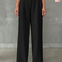 BAESD Women Pack of 2 Relaxed Straight Leg High-Rise Non Iron Trousers-picture-37