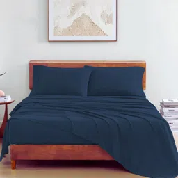 LANE LINEN Blue 144 TC Queen Bedsheet with 2 Pillow Covers-image-95