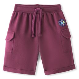 Babyhug Cotton Looper Knit Camping Badge Shorts - Maroon-image-47