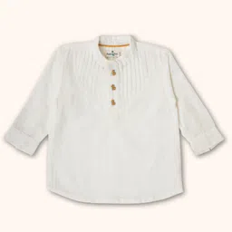 Peekaaboo Kids Pure Cotton Full Sleeves Solid Pintucks Detailed Shirt - White-picture-19