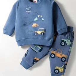 Zero Fleece Knit Full Sleeves Fleece Winter Wear Suit with Animal Print - Red-picture-16