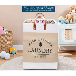 Stylista 3-Pcs Beige Printed Durable & Foldable Laundry Bag with Handle image 2