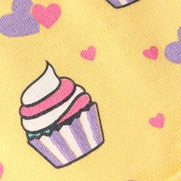Babyhug 100% Cotton Cap with Cupcake Print - Yellow image 3