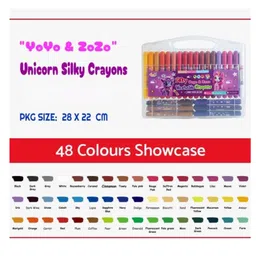 YAMAMA Crayons Voyo And Zozo Washable Super Silky Painting Crayons Smooth Twistable 48 Shades Rolling Crayons In Box Crayon Colour Set Art Drawing Crayon Set Drawing And Painting Set 48 Pieces - Multicolor image 3