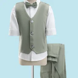 Mark & Mia Cotton Woven Full Sleeves Party Suit with Bow - Multicolour image 4