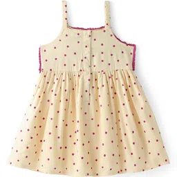 Babyhug Rayon Woven Sleeveless Frock with Embroidery & Polka Dots Print - Yellow image 4