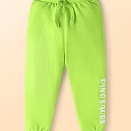 Babyhug Single Jersey Knit Full Length Lounge Pants with Strips & Dino Print Pack of 3 - Neon green Yellow & Blue image 4