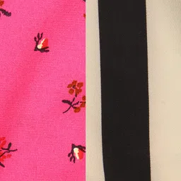 Cutecumber Pack Of 2 Floral & Striped Printed Shorts - Black & Fuchsia image 5