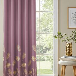 URBAN SPACE Mauve & Yellow Floral Cotton Black Out Door Curtain-picture-11