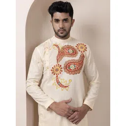 PulseIQ Men Beige Kurtas image 3