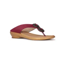 Bata Embellished Maroon Flats-image-20