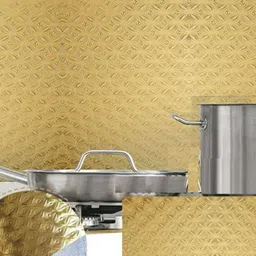 Jaamso Royals Gold Toned Small Square Design Vinyl Kitchen Wallpaper image 2
