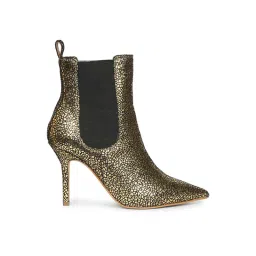 Saint G Women Gold Metallic Leather Stiletto Chelsea Boots image 2