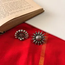 Niska Omisha Silver Oxidised Rings (Pack of 2)-picture-33