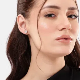 Carlton London 18kt Rose Gold Plated CZ Triangular Stud Earring-image-59