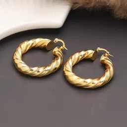 MAHTTAB Women Gold-Plated Circular Hoop Earrings-image-72