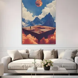 Craftnest creations White & Blue Single Piece Canvas Abstract Wall Paintings image 4