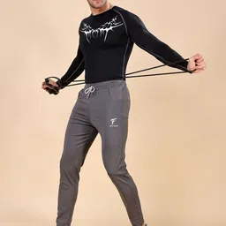 Friskers Men Printed Black Compression T-shirt image 3