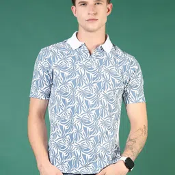 V-Mart Men Floral Printed Polo Collar Cotton T-shirt-picture-41