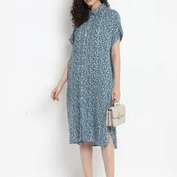 Porsorte Women Ethnic Motifs Printed Slits Extended Sleeves Shirt Dress-image-25
