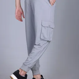 PULAKIN Men Cotton Mid-Rise Stretchable Cargo Trousers image 2