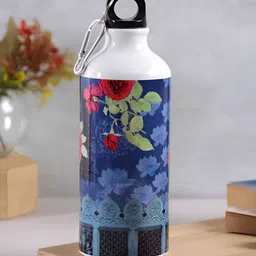 PENTADECO White & Blue Single Aluminium Printed Single Wall Vacuum Water Bottle image 1