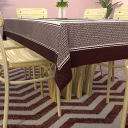 Kuber Industries Cream-Coloured & Black Printed Cotton 6-Seater Table Cover image 2