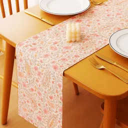 ANA Maroon & White Floral Printed Pure Cotton Table Runner image 3