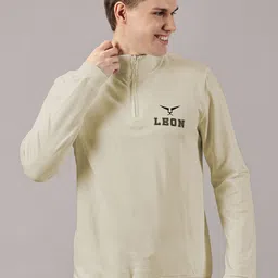 LEON Men Typography Printed High Neck Front Open Sweatshirt-picture-11