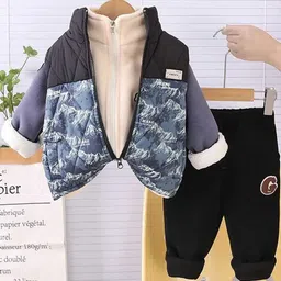 INCLUD Boys Abstract Printed Quilted Puffer Vest With Jacket & Jogger-picture-44