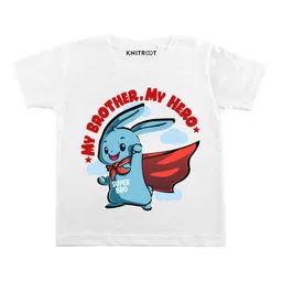 KNITROOT Half Sleeves My Brother My Hero Print Tee - White-picture-27