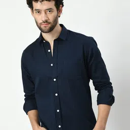 PEBCO Men Classic Spread Collar Solid Cotton Slim Fit Casual Shirt-picture-33